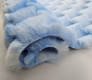 Tela de piel sintética de conejo, Jacquard teñido con corbata, elegante, cálido para invierno, alfombra/Alfombra/abrigo