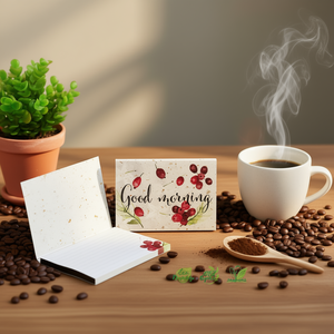 สมุดโน้ตกระดาษกาแฟรักษ์โลก ลายดีไซน์ Good Morning กระดาษเมล็ดพันธุ์ปลูกได้ ย่อยสลายได้ทางชีวภาพ - Product Image 2