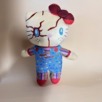 Vente en gros de figurines en peluche personnalisées, figurines de chat effrayantes avec cicatrice cousue, pour anniversaire, anti-stress, décoration de fête d'Halloween