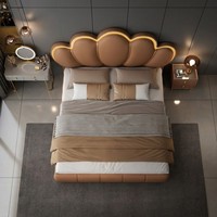 Lit luxueux et moderne en similicuir capitonné avec cadre en bois de pin, sommier assemblé, tailles King et Queen