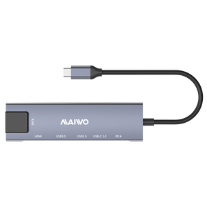MAIWO USB3.1 Type C Aluminum <strong>USB</strong> <strong>Hub</strong> 6-in-1 <strong>Adapter</strong> for HDTV and RJ45 with <strong>Hub</strong> 3.0 and PD Charge - Product Image 5