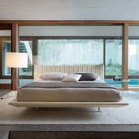 Luxuriöses Modernes Minimalistisches Muscheldesign Stoffbettgestell Kingsize Schlafzimmermöbel
