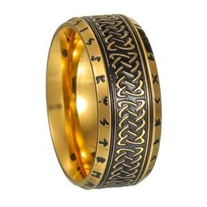 Bán buôn thời trang Celtic Knot trang sức quà tặng mạ vàng New men của 316L thép không gỉ Retro <span class=keywords><strong>Odin</strong></span> Viking Rune nhẫn cho phụ nữ người đàn ông - Product Image 3