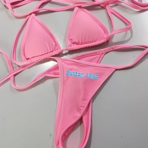 Fabricant de maillots de bain OEM – Ensemble <span class=keywords><strong>bikini</strong></span> sportif contrastant pour <span class=keywords><strong>femme</strong></span> avec logo personnalisé – Service OEM de maillots de bain à motif uni - Product Image 2