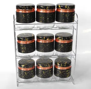 9 Stück schwarz gold Glas Organizer Lebensmittel behälter Box Supply Lager regal Kanister Set für die Küche Lagerung