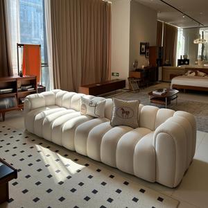 Sofá Semicircular Minimalista Francés, Tapizado en Lana de Cordero, para Sala de Estar, Uso Doméstico, Estilo 2025 - Product Image 2