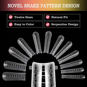 Nouveau design, vente en gros, 120 faux ongles en acrylique, modèles d'ongles artificiels 10 en 1, motif serpent, extension d'ongles renforcée - Product Image 2