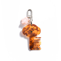 Pendentif en acétate motif animal de dessin animé mignon, peigne à cheveux, porte-clés chiot, accessoires décoratifs exquis, compacts et portables
