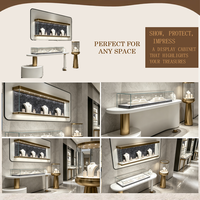 Vitrine murale haut de gamme pour bijoux, ensemble de présentoirs en verre, table console, vitrine sur piédestal rond avec éclairage LED pour bijouterie