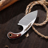 Usage quotidien Portable en acier inoxydable Mini couteau manche en bois couvercle de couteau en cuir pour viande fruits coupe couteau utilitaire