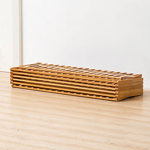 Étagère à chaussures et support de rangement moderne, simple, 100% bambou naturel, pliable, extensible et empilable, pour entrée et salon - Product Image 2