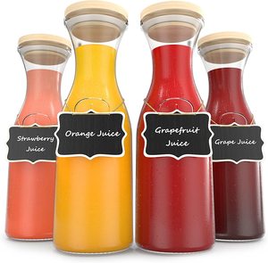 Dispensador de jarra de vidrio para bebidas, jarra transparente para Mimosa Bar, agua, vino, leche y zumo con tapas de plástico, 1000ml, 500ml - Product Image 5