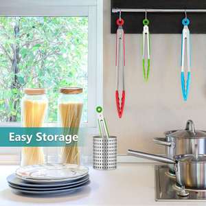 Plump 3-Piece Food Tong Set Stainless Steel With Silicone Heat Resistant For BBQ And Kitchen Use - Product Image 2