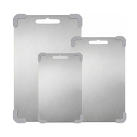 Keuken antislip titanium snijplank met siliconen hoeken 2,0 mm dik SS304 snijplank multi-formaat metalen snijblokken