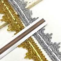 ERKOUMI Tissu en dentelle à sequins triangulaires floraux métalliques écologiques, ruban en dentelle pour accessoires décoratifs de vêtements et de projets DIY