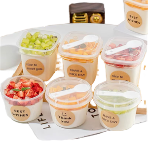 In Stock <strong>250ml</strong> Bake <strong>Yogurt</strong> Ice Cream Jelly Pudding Milk Cake Box <strong>Plastic</strong> Jar PP <strong>Plastic</strong> Dessert <strong>Cups</strong> with Lid and Spoon - Product Image 1