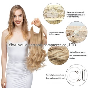 Perruque blonde européenne et américaine transfrontalière, extension de cheveux pour femmes, pièce unique, cheveux longs bouclés, 14-22 pouces, haute température - Product Image 3