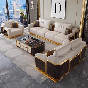 Juego de Muebles Seccionales de Lujo para Sala de Estar, Diseño Italiano Moderno, Cuero Genuino, Metal, Estilo Contemporáneo para Hoteles - Product Image 1