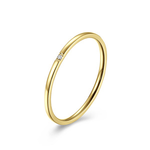 Diamond <b>Ring</b> For Women 1mm Round Brilliant Cut Gold <b>Plain</b> <b>Ring</b> Everyday Wear - Product Image 1