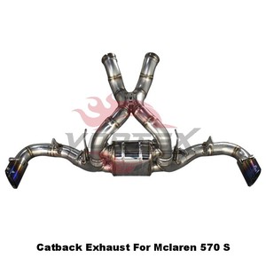Vortex SS304 Downpipe for McLaren 570S 3.8T V8 Valved Catback Racing Muffler with X-Pipe Valvetronic Mirror Polished - Product Image 2