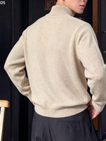 Direkt vom Hersteller: Koreanischer Vintage-Stil Herren Strickjacke mit Jacquardmuster, Einfarbig, Herbst, Relaxed Fit, Vielseitige Cardigan-Jacke mit Langem Kragen