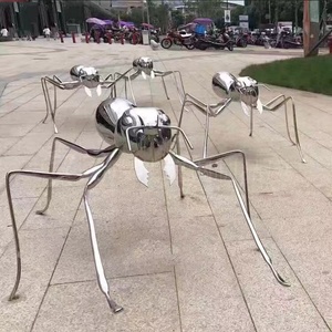 ประติมากรรมสัตว์สแตนเลสขนาดเท่าตัวจริงสำหรับสวนสาธารณะ รูปมดกินแอปเปิ้ล ประติมากรรมสแตนเลส - Product Image 2