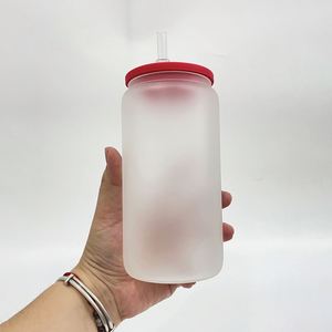 Verre à bière en borosilicate dépoli transparent de 16 oz sans BPA, en gros, pour sublimation, avec couvercle en silicone coloré pour boissons froides - Product Image 3