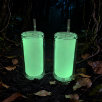 Nouveau Gobelet en Acrylique Luminescent de 16 oz, Pré-percé, Effet Boule de Neige, en Plastique à Double Paroi, pour Enveloppement Vinyle UV, Couleurs Assorties