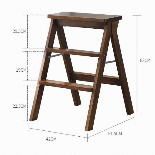 Бытовой Стабильный Складной ступенчатый стул из твердой древесины, портативный многофункциональный высокий стул для кухни
