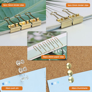 Clips de papel personalizados de color dorado para oficina, clips de carpeta de metal, juego de papelería con chinchetas transparentes - Product Image 4