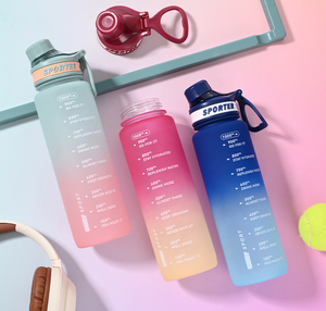 Bouteille d'eau sport en PC dégradé givré avec couvercle rabattable en PP et boucle de transport, anti-fuite, portable, pour extérieur et gym, avec logo personnalisé - Product Image 3