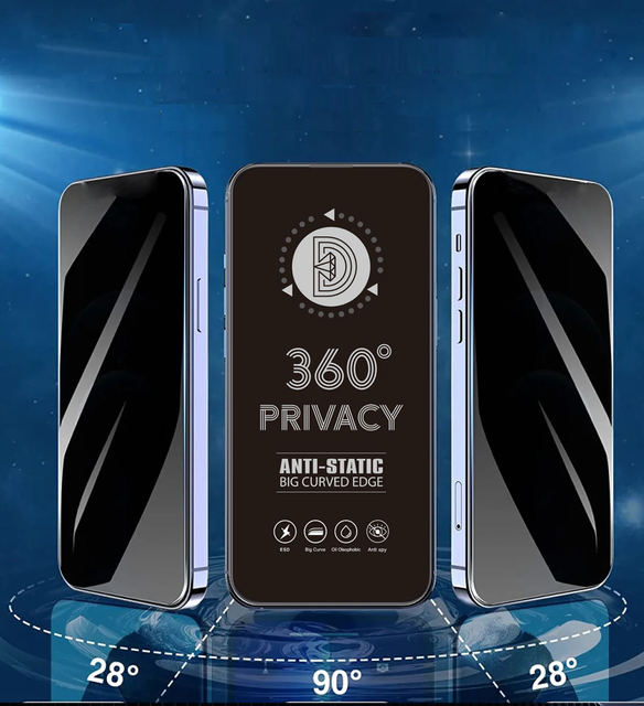 OG Super D 360 Privacy Tempered Glass ESD for iPhone 16E 17 Air 16 15 XS XR 11 12 13 14 Plus Pro Max Full Screen Protector Film