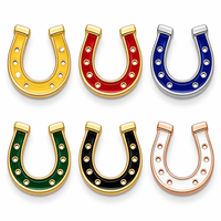 Épinglette personnalisée en émail ferme en forme de fer à cheval, porte-bonheur, en métal, avec fermoir papillon, plaqué argent, cadeau souvenir OEMODM