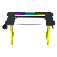 Table de jeu BEISIJIE en forme de Z, surface en fibre de carbone de 18 mm, éclairage LED RVB 256 couleurs, pieds en acier de 1,2 mm, repose-pieds, crochet pour casque, porte-gobelet