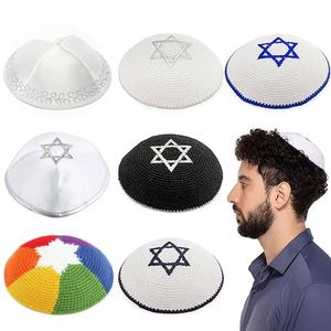 Kipá con Logotipo Bordado de Diseño Personalizado, Signo Mesiánico, Blanca, Nacional Israelí, para Adultos, Sombrero Judío Redondo Pequeño - Product Image 2