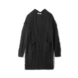 Cardigan long en tricot respirant pour femme, ouvert sur le devant, idéal pour l'automne et l'hiver, vente en gros - Product Image 2