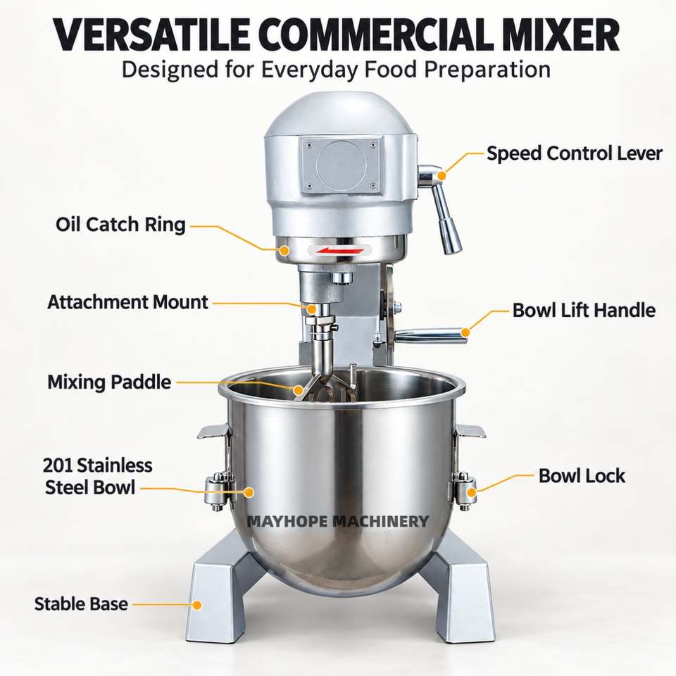 Cooking Mixer Machine Factory Commercial Restaurant Dough Mixer Spiral Planetary High Capacity Bakery ...
