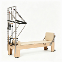 Reformer de Pilates portable et réglable en érable massif, écologique, avec demi-tournebroche pour la maison