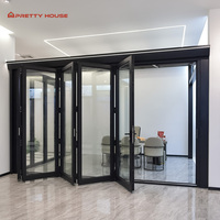 Portes pliantes en aluminium à rupture de pont thermique, modernes, étanches, multi-verrous, pour patio extérieur, en verre trempé