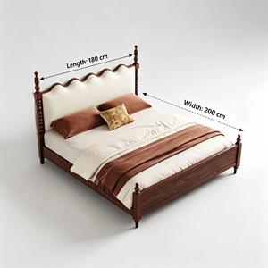 Letto matrimoniale moderno in stile Mid-Century, in legno massello di frassino, ecologico, resistente, di alta qualità, con piattaforma imbottita, per camera da letto. - Product Image 4