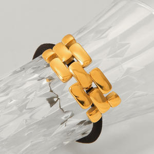 Coiffe géométrique de luxe en acier inoxydable plaqué or 18 carats chaîne de montre noir élastique corde <span class=keywords><strong>à</strong></span> cheveux pour les filles - Product Image 2