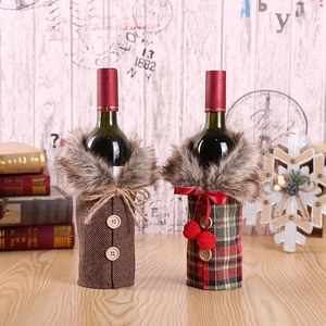 Hot Selling Red Black Wine Bottle Cover Bag Indoor Christmas Decoration Santa Claus Bottle Cover - Product Image 3