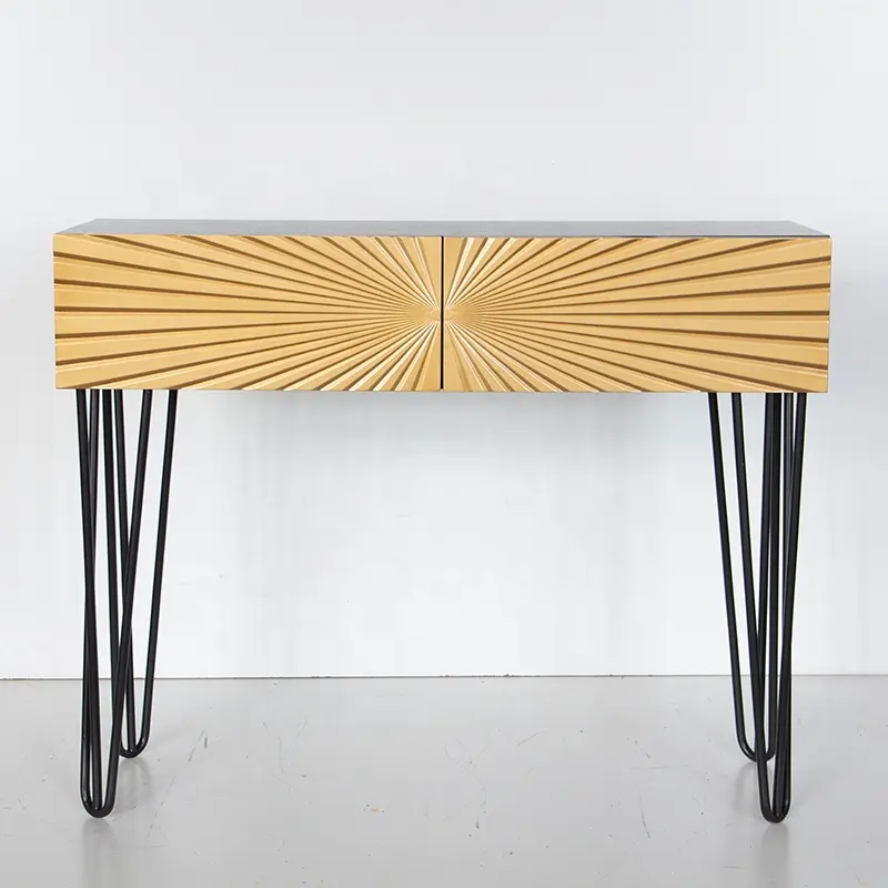 Deluxe Modern Metal Side Board Console Table with Storage for Living Room Entry or Hotel