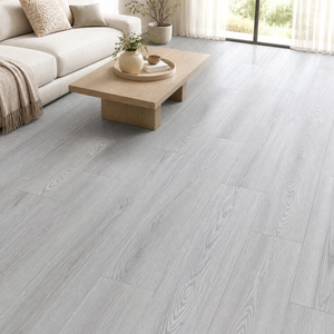 Plancher SPC étanche en chêne blanc nacré Glacier, lames de vinyle larges à clipser, couche d'usure de 0,5 mm, idéal pour les halls lumineux et spacieux. - Product Image 2