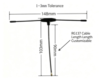 Antenne réceptrice anti-brouilleur FPV FM à dipôle en forme de T, réseau elliptique 400-520 MHz 330-420 MHz avec connecteur U.FL