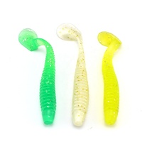 Haute flexibilité TPR TPE 75mm 3g queue vibration couleur unique avec paillettes leurres de pêche souples avec hameçon jig leurre de poisson souple