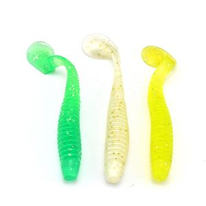 Haute flexibilité TPR TPE 75mm 3g queue vibration couleur unique avec paillettes leurres de pêche souples avec hameçon jig leurre de poisson souple - Product Image 2
