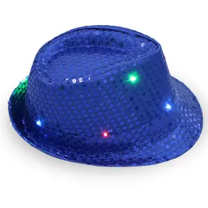 GLG596热时尚发光发光二极管软呢帽爵士派对帽点亮霓虹灯发光二极管女牛仔软呢帽