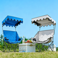 Canapé-lit pliable à deux places avec auvent, chaise longue de plage multifonctionnelle portable pour activités de plein air