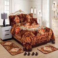Ensemble de couverture douce Offre Spéciale de luxe 10 pièces ensemble de literie chaud 12 pièces pour l'hiver drap de lit moelleux en stock roi flanelle Raschel
